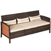 3-Seater Wicker Sofa, PE Rattan Outdoor Couch Conversation Furniture with Removable Cushions for Patio, Garden, Brown