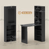Fold-out Convertible Office Desk, Wall Mount Computer Desk with Blackboard and Side Shelf, Black