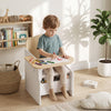 Qaba Kids Table and Chair Set, Children Desk and Chair with Storage Bin for Playing, Reading, Painting, for Ages 3-5, White