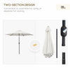8.5' Round Aluminum Patio Umbrella 6 Ribs Market Sunshade Tilt Canopy w/ Crank Handle Garden Parasol Cream White