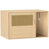 Cat Litter Box Enclosure, Cat Washroom End Side Table with Rattan Door, Scratching Pad, Non-slip Foot Pads, White