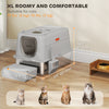 XL Stainless Steel Cat Litter Box, Kitty Litter Box with Flip Cover, Pedal, Deodorizer, for Big Cats