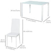 5-Piece Rectangular Glass Kitchen Table and Chairs with Metal Frame and Faux Leather Upholstery for Dining Room