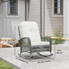 Rattan Rocking Chair, Outdoor Wicker Patio Rocker Chair Furniture with Thick Cushions, for Garden Backyard Porch, Khaki