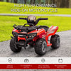 6V Kids ATV Quad, 4 Wheeler Battery Powered Electric Ride on Car with Music, Forward, for Boys and Girls Ages 18-36 Months, Red