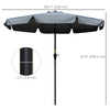 8.5 ft Outdoor Market Table Umbrella, Round Patio Umbrella with Tilt and Crank for Garden, Backyard, Deck, Dark Grey