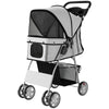 Pet Stroller with Reflective Strips, Foldable Cat Stroller with 360° Swivel Wheels for Small Dogs and Cats, Red