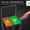 2 x 6.6 Gallon Dual Trash Can with Removable Inner Buckets and Handles for Kitchen, Office, Bathroom, Black