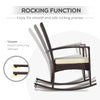 3 Pieces Patio Wicker Rocking Chair Set,  Outdoor PE Rattan Bistro Set Conversation Rocker Set with 2 Chairs 1 Coffee Table for Backyard, Deck, Poolside, Cream White