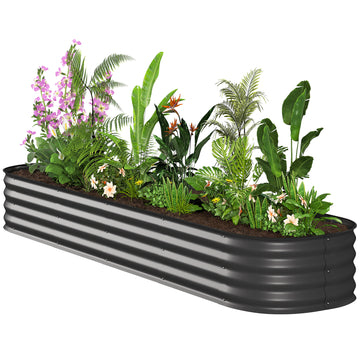 7.9 x 2 x 1ft Galvanized Raised Garden Bed Kit, Metal Planter Box with Safety Edging, Dark Grey