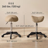 Rolling Salon Stool, PU Leather Swivel Saddle Chair, Adjustable Height Stool with Wheels for Spa, Salon, Office, Brown