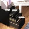 3 Drawer File Cabinet with Lock, Steel Vertical Filing Cabinet with 5 Wheels and Hanging Bar for A4/Legal/Letter, Home Office Printer Stand with Pre-Assembled Body, Black