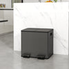 Dual Garbage Bin, Soft-Close Trash Can with Foot Pedal, 2 x 15 Liter Garbage Can with Removable Inner Buckets, Black