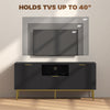 Modern TV Console for TVs up to 50 Inch, Entertainment Center with Smart RGB LED Lights and Soft Close Doors, Black