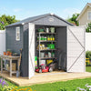 4.5' x 6' Plastic Garden Storage Shed with Latch Door, Vents, Sloped Roof