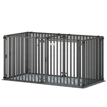 55 Inch Heavy Duty Dog Crate, Extra Large Metal Dog Cage Kennel with Mat for Large Breeds, Modular Puppy Playpen
