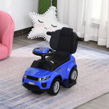 Aosom 3 in 1 Kid Ride on Push Car Sliding Car, Ride on Toy for Boy Girl Toddlers 1-3 Years Old, with Horn Music Light Function Secure Bar, Blue