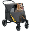 Foldable Pet Stroller with Universal Front Wheels, Shock Absorber, Dog Cat Carriage for Large & Medium Dogs, Dark Grey