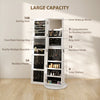 Jewelry Cabinet with Full Length Lockable Mirror, Standing Jewelry Armoire Organizer with LEDs, White