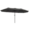 13ft Double-Sided Patio Umbrella with Crank Handle, for Poolside, Deck, Garden,  Dark Grey