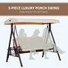 3 Seater Heavy Duty Swing Chair Outdoor Lounge Hammock Cushioned Seat W/ Tilt Canopy, Beige