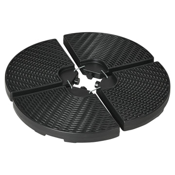 4PCs Cantilever Umbrella Base Weights for Offset Banana Parasol, Wicker Effect HDPE Water or Sand Filled Patio Umbrella Weights with Built-in Handles, Black