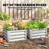 2Pcs 2' x 2' x 1' Galvanized Raised Garden Bed Kit, Square Outdoor Metal Planter Box with Open Bottom for Vegetables, Flowers, Herbs, Silver