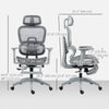 Ergonomic Office Chair with Lumbar Support, Mesh Office Chair with 3D Armrest, 135° Reclining, Adjustable Headrest, Grey