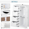 Bathroom Storage Cabinet, Floor Cabinet with Adjustable Shelf and 4 Drawers, Side Cabinet for Washroom, White