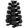 Soozier Hex Dumbbell Weight Set with Vertical Rack, 150lbs Rubber-Coated Dumbbells with Non-Slip Handles