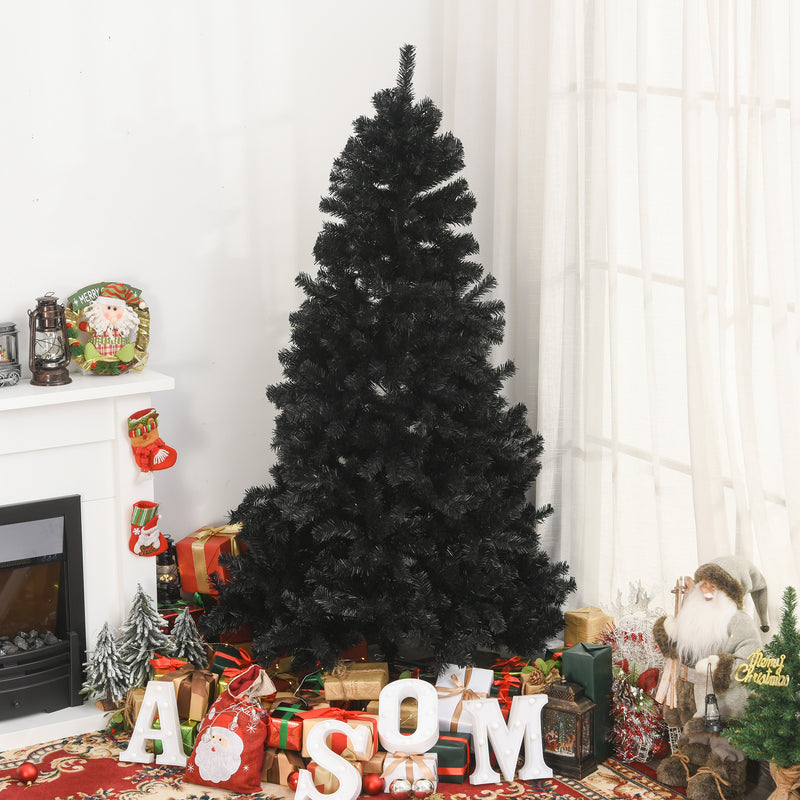 7ft Artificial Christmas Tree Holiday Home Indoor Decoration with Automatic Open, Black