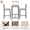 Industrial Bar Table Set Counter Height 3 Piece and 2 High Back Stools Set Dining Table Set Natural Wood