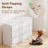 Wide Chest of Drawers, 6 Drawer Dresser for Bedroom, Living Room, Hallway, Modern Clothes Storage Organizer, White