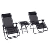Zero Gravity Chair Set of 2 Patio Chair with Side Table Cupholders and Pillows for Pool, Backyard, Lawn, Black