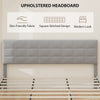 King Size Bed Frame with Upholstered Headboard, Modern Platform Bed Frame with Wood Slats, 1100 lbs Capacity, Grey