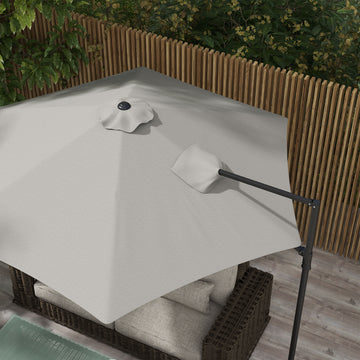 8.5FT Outdoor Cantilever Roma Parasol with 360° Rotation and Cross Base, Offset Patio Umbrella for Garden, Light Grey