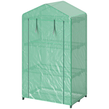 3 Tier Mini Greenhouse, Portable Flower Stand with Shelf Clips, Indoor Greenhouse with Steel Frame, Green