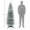 6ft Tall Pencil Artificial Christmas Tree, Holiday Décor with Snow Flocked Branches, Green