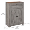 Storage Cabinet Farmhouse Sideboard Storage Cabinet with Doors and Drawer for Kitchen, Living Room, Grey Wash