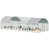 Galvanized Large Metal Chicken Coop Cage Walk-in Enclosure Poultry Hen Run House Playpen Rabbit Hutch with Cover for Outdoor Backyard 9.2' x 24.9' x 6.5'