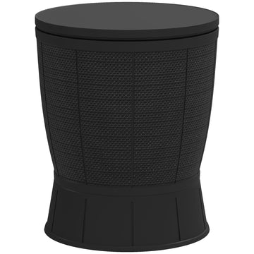 11 Gallon Patio Cooler Side Table, Outdoor Cooler Bar Table with Height Adjustable Top, Drainage Plug, Black
