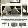 10' x 10' Outdoor Canopy Tent Party Tent with Mesh Netting and Double Tier Roof for Backyard, Garden, Patio, Beige
