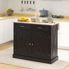 Rolling Kitchen Island with Drop Leaf Wood Breakfast Bar, Farmhouse Kitchen Cart with 2 Drawers, Adjustable Shelves for Dining Room