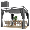 10' x 10' Outdoor Gazebo, Retractable Pergola Canopy with Curtains, UPF30+ Free Standing Metal Pergola Kit