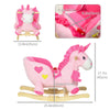 Qaba Baby Rocking Horse, Plush Animal Rocker for Toddlers Aged 18-36 Months, Stuffed Ride Toy with Sounds, Seat Belt, Pink