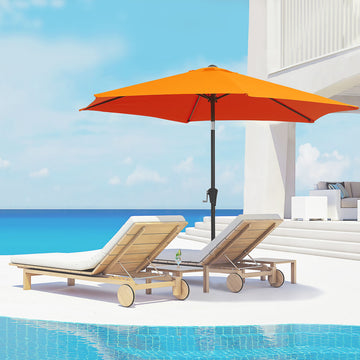 8.5' Round Aluminum Patio Umbrella Garden Parasol Market Sunshade Tilt Canopy w/ 6 Ribs, Crank Handle, Blue