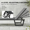 Lounge Chair Outdoor, 63 cm Wide Chaise Lounge Tanning Chair, 4-Position Outdoor Tanning Lounger, Dark Grey
