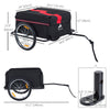 Bicycle Trailer Bike Cargo Trailer Garden Utility Cart Tool Carrier  with Removable Cover, Red