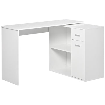 180° Rotating Home Office Corner Desk Storage Shelf Cabinet White