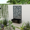 Metal Outdoor Raised Garden Bed with Privacy Screen, Privacy Panel and Planter Box, Wall-Mounted or Freestanding, Black